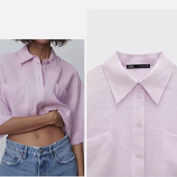 Zara Flowy Shirt with Pockets, Size S NEW WITH TAG! - Picture 6 of 10
